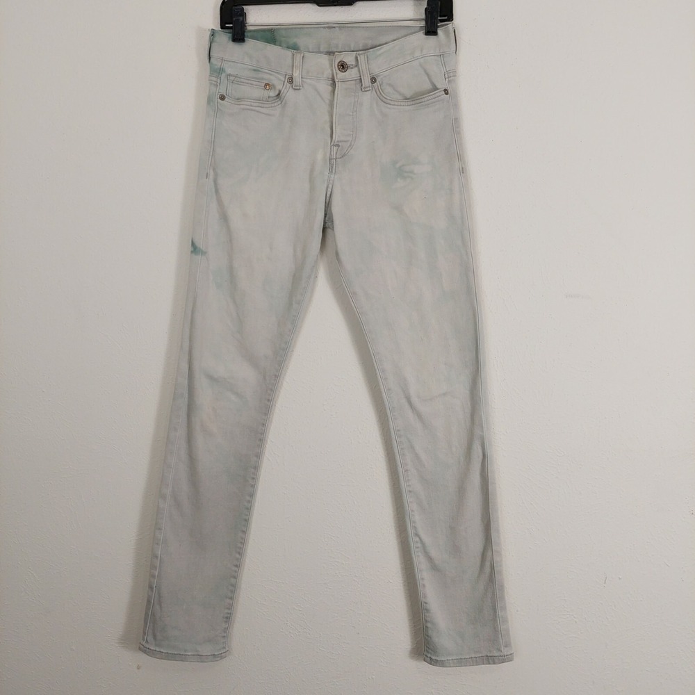 H&M Slim Low Waist Light Distressed Denim Jeans Button-Fly Men's Size 28 x 32